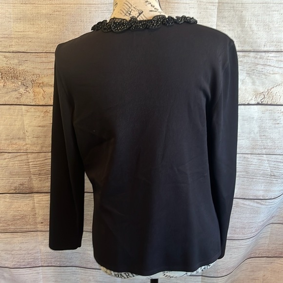 Escada Cardigan Sweater Ruffle Trim Button Front Black Size 36 = US 6 Small - Picture 6 of 12